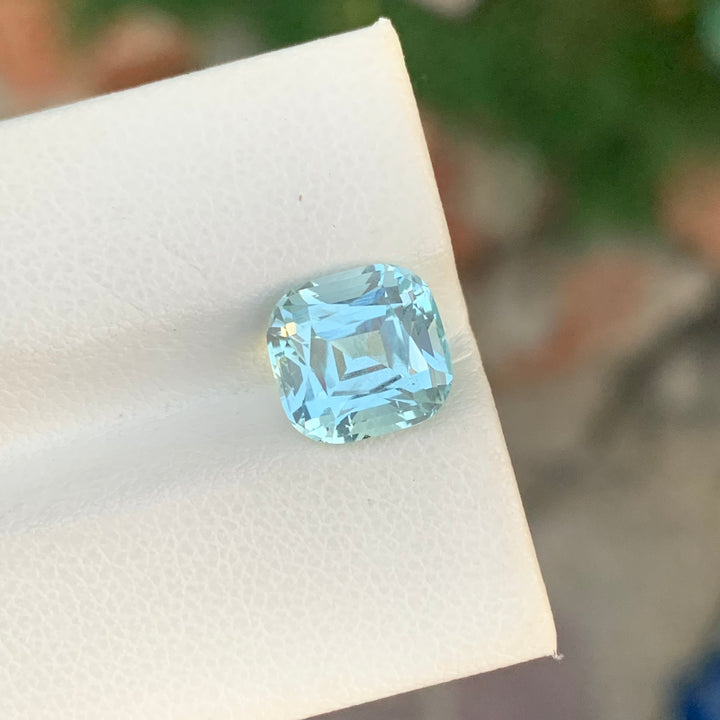 3.15 Carats Cushion Cut Faceted Aquamarine