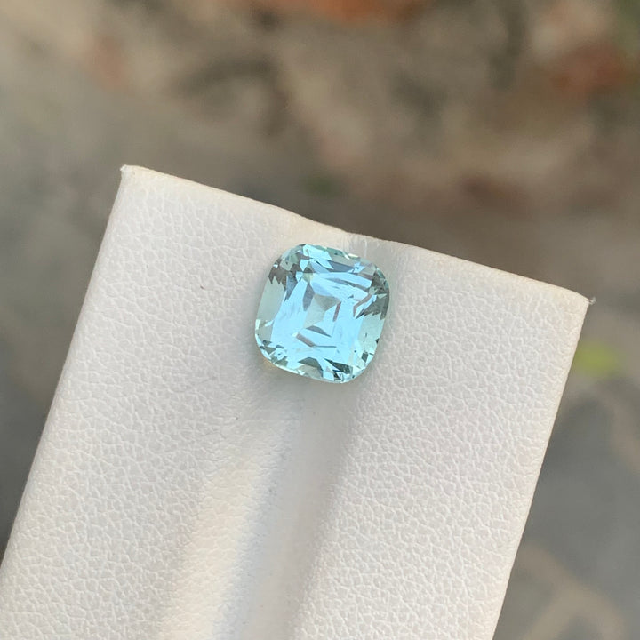 3.15 Carats Cushion Cut Faceted Aquamarine