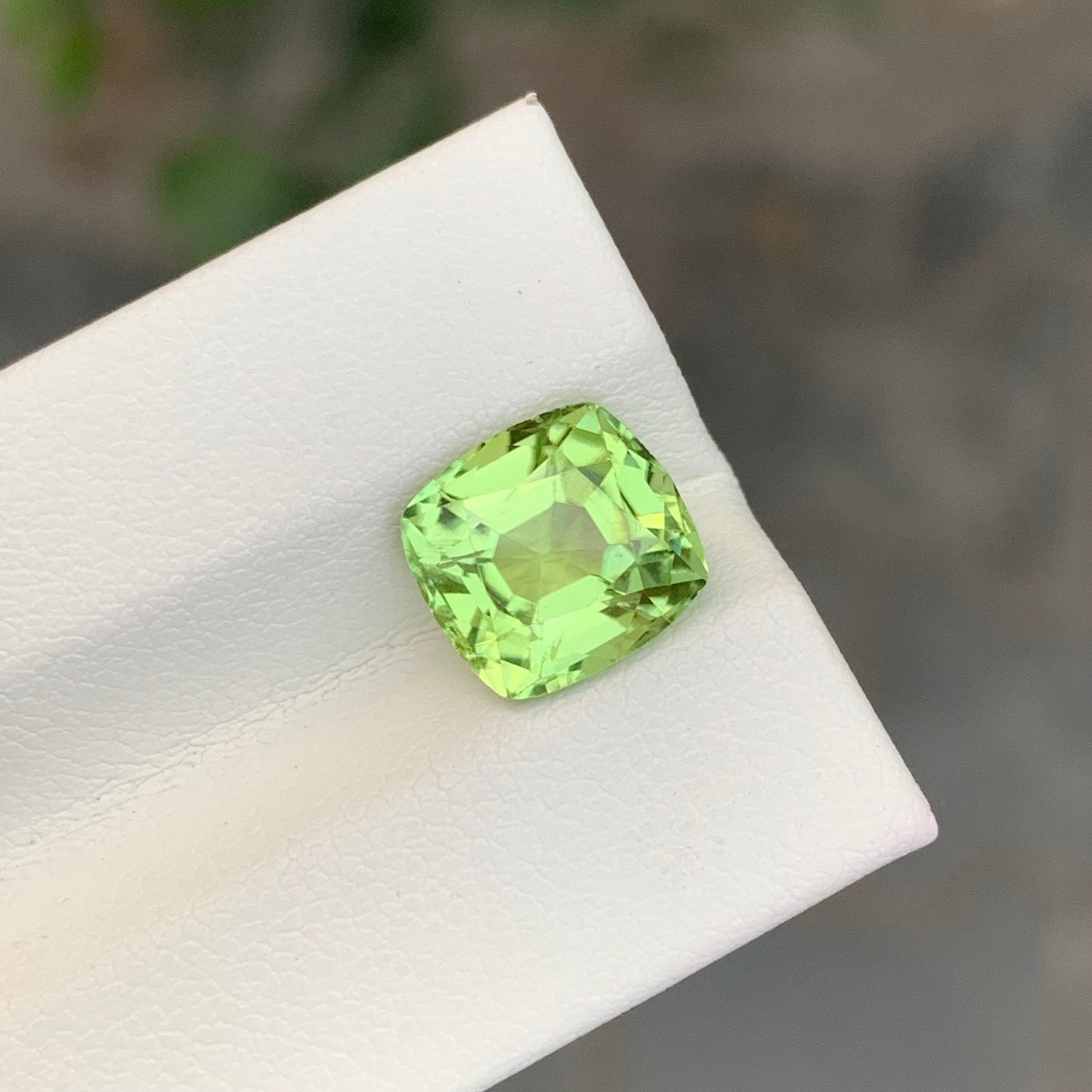 3.75 Carats Green Peridot Stone Cushion Cut Pakistani Gemstone