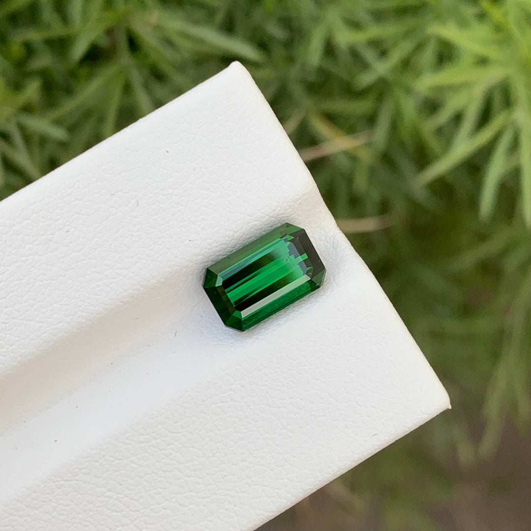 Beautiful 2.95 Carats Faceted Emerald Shape Green Tourmaline