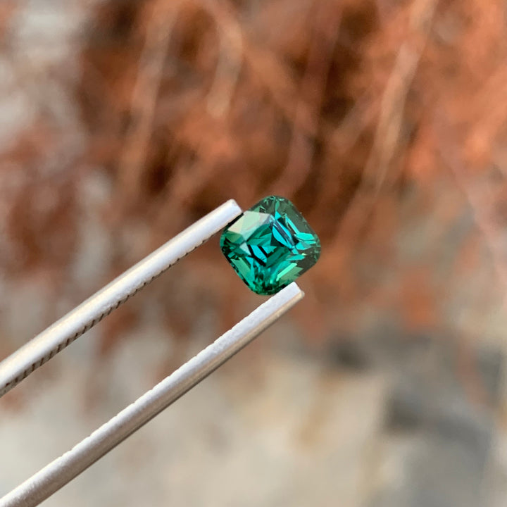 1.45 Carats Loose Tourmaline Bluish Green Cushion Cut