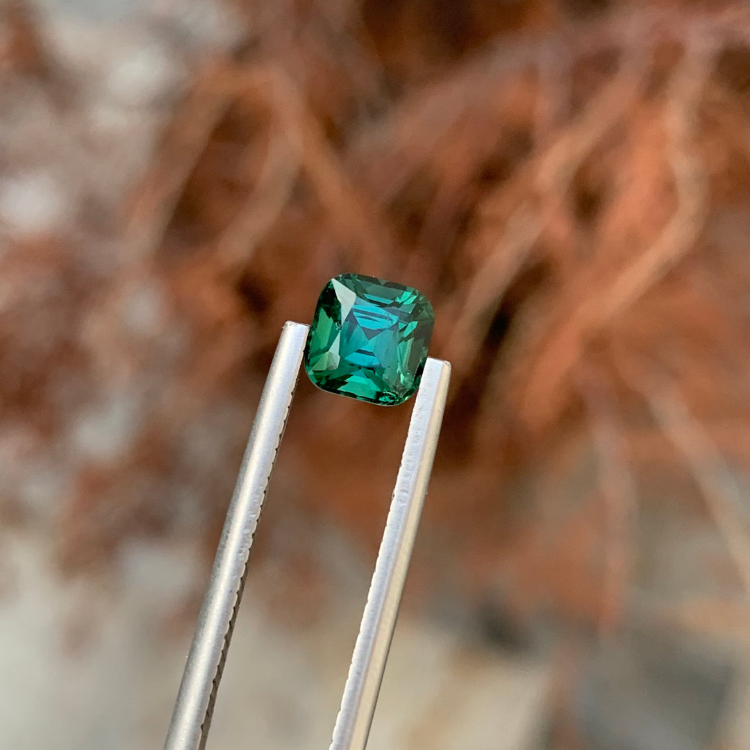 1.45 Carats Loose Tourmaline Bluish Green Cushion Cut