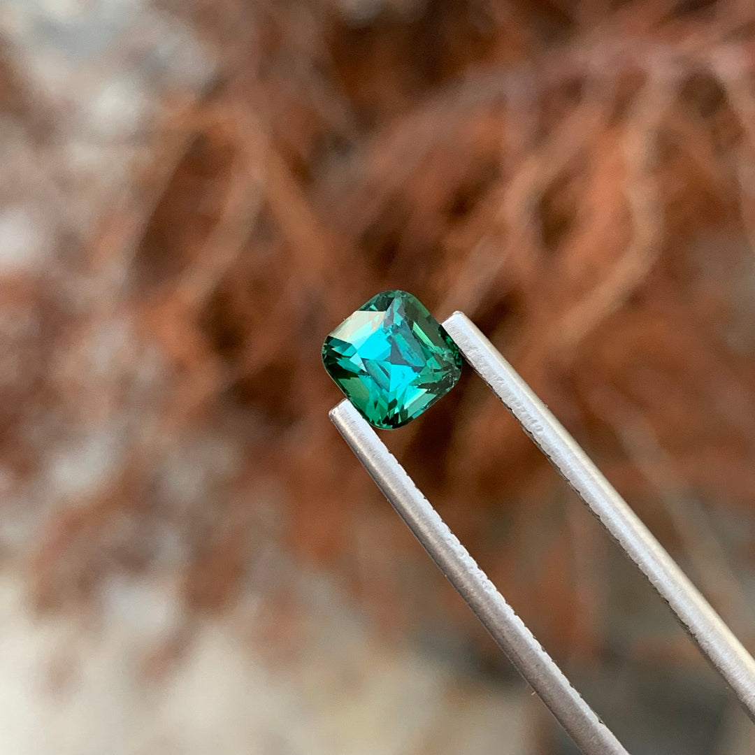 1.45 Carats Loose Tourmaline Bluish Green Cushion Cut