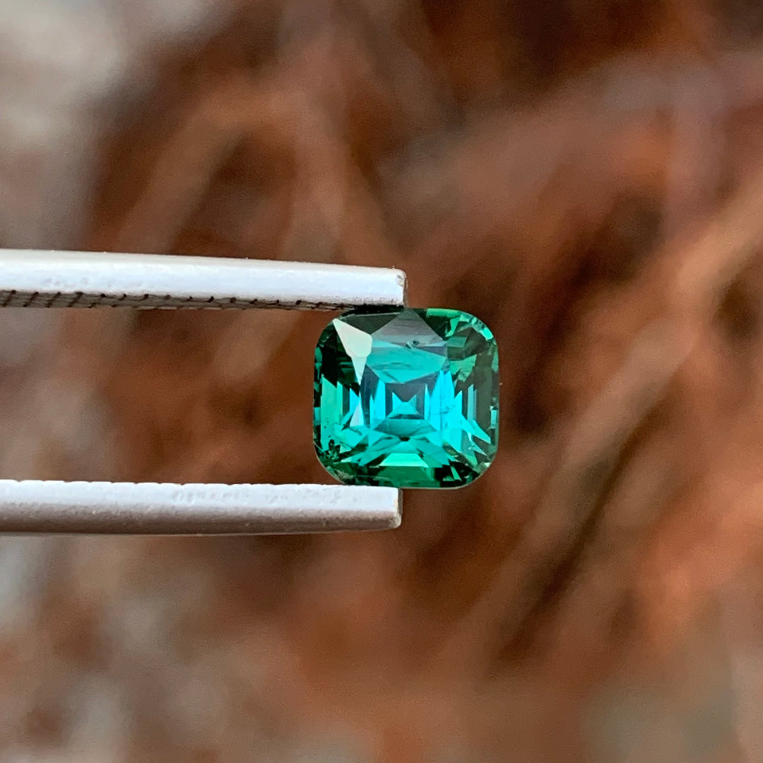 1.45 Carats Loose Tourmaline Bluish Green Cushion Cut