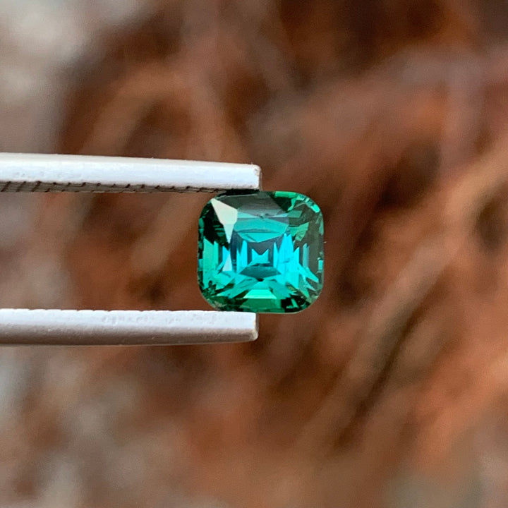 1.45 Carats Loose Tourmaline Bluish Green Cushion Cut