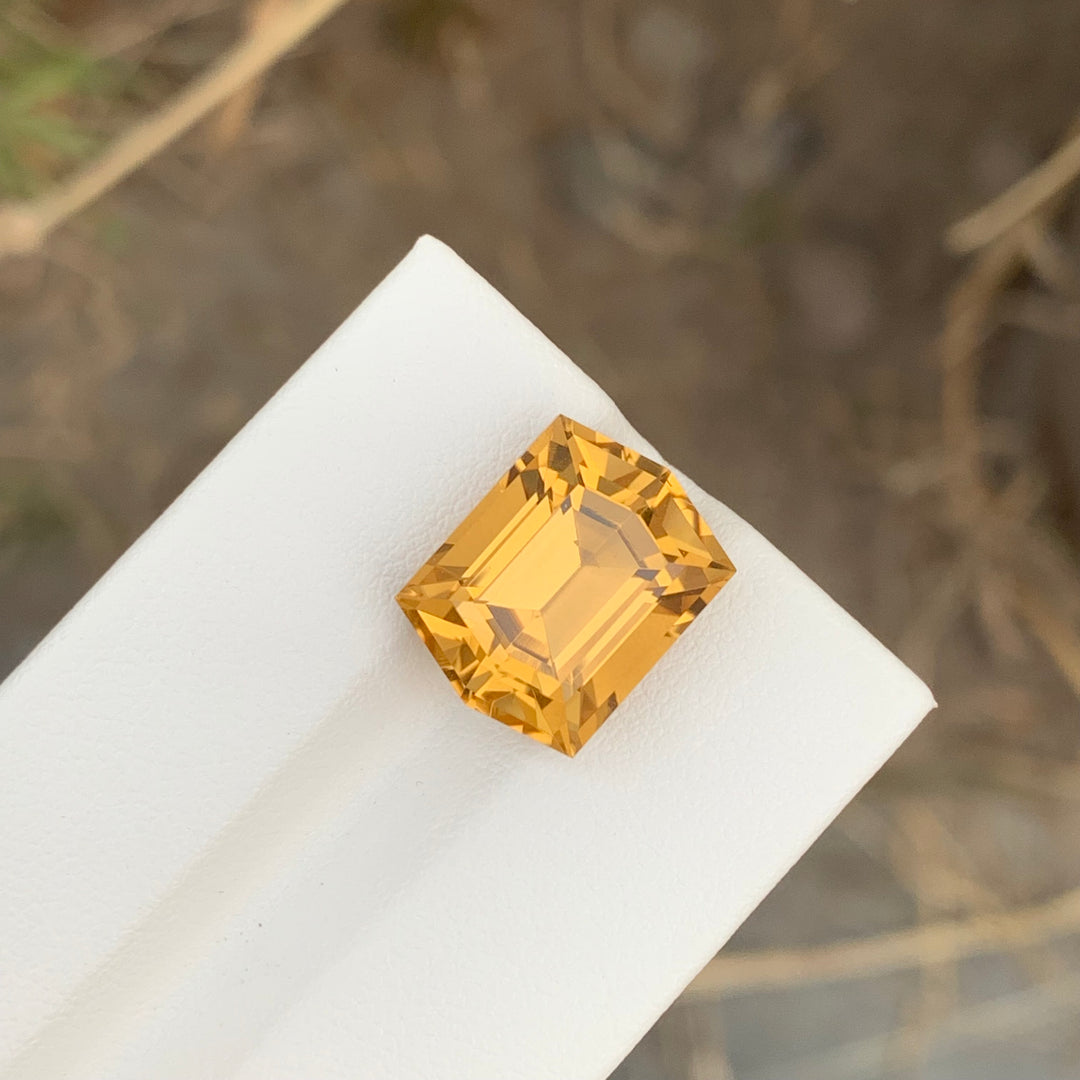 Mesmerizing 9.95 Carats Faceted Hexagon Shape Yellowish Brown Citrine