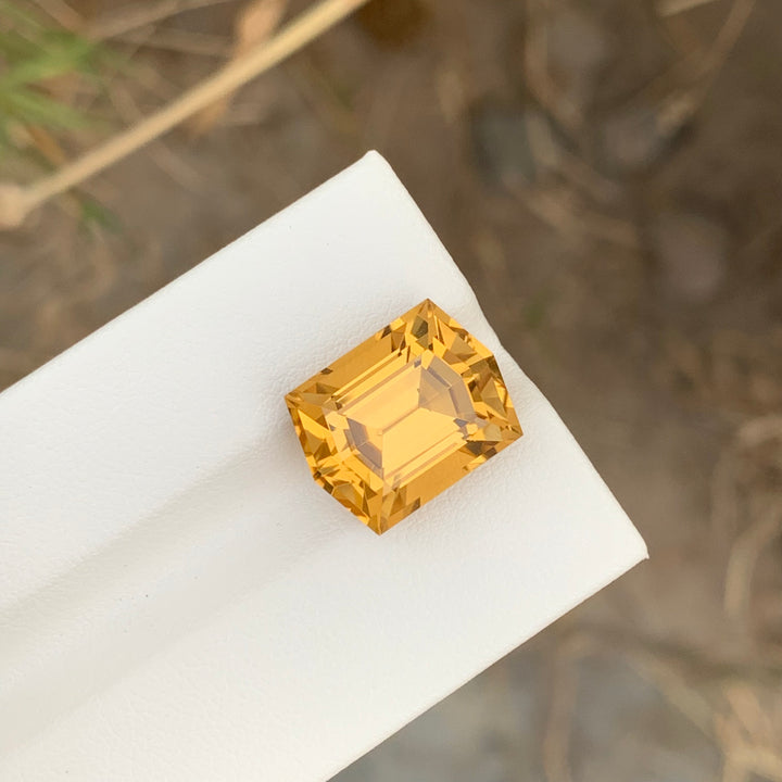 Mesmerizing 9.95 Carats Faceted Hexagon Shape Yellowish Brown Citrine