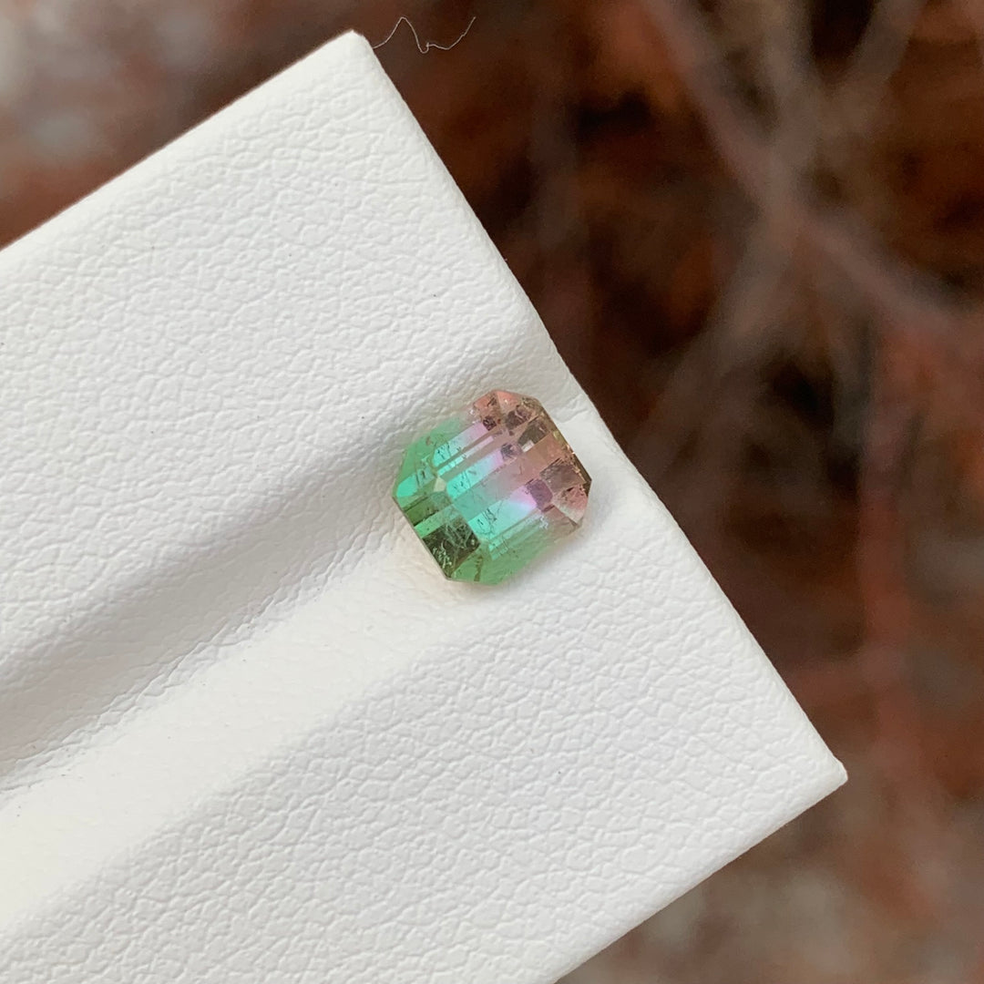 1.85 Carats Faceted Bicolor Tourmaline Cushion Cut