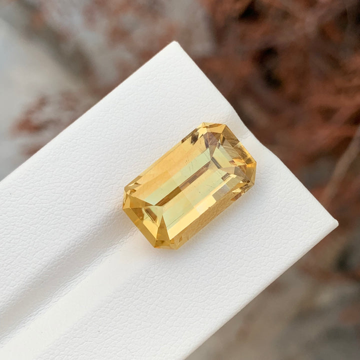 10.15 Carats Faceted Yellow Citrine Emerald Cut