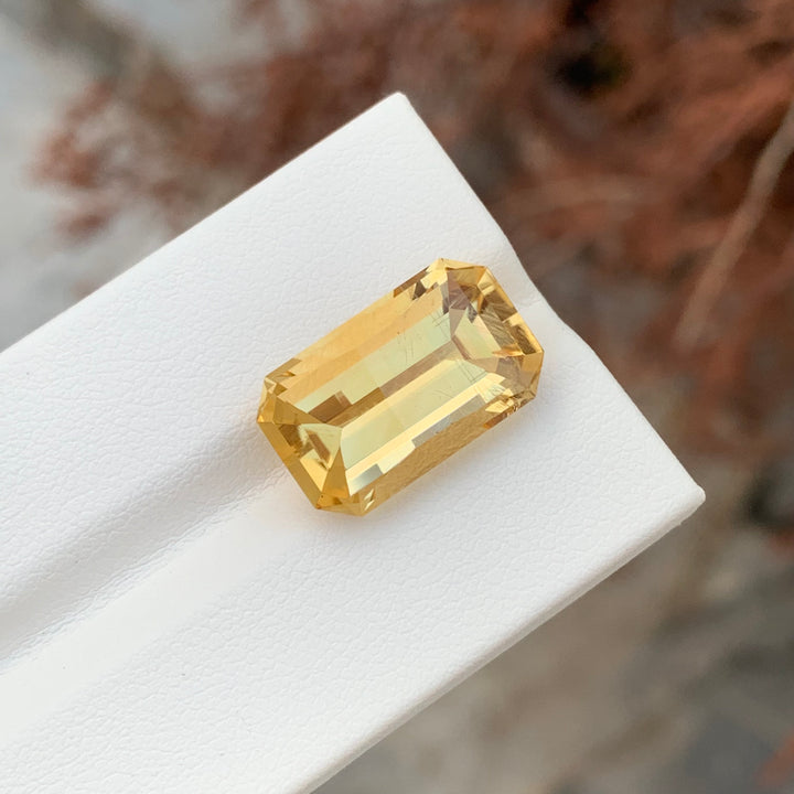 10.15 Carats Faceted Yellow Citrine Emerald Cut