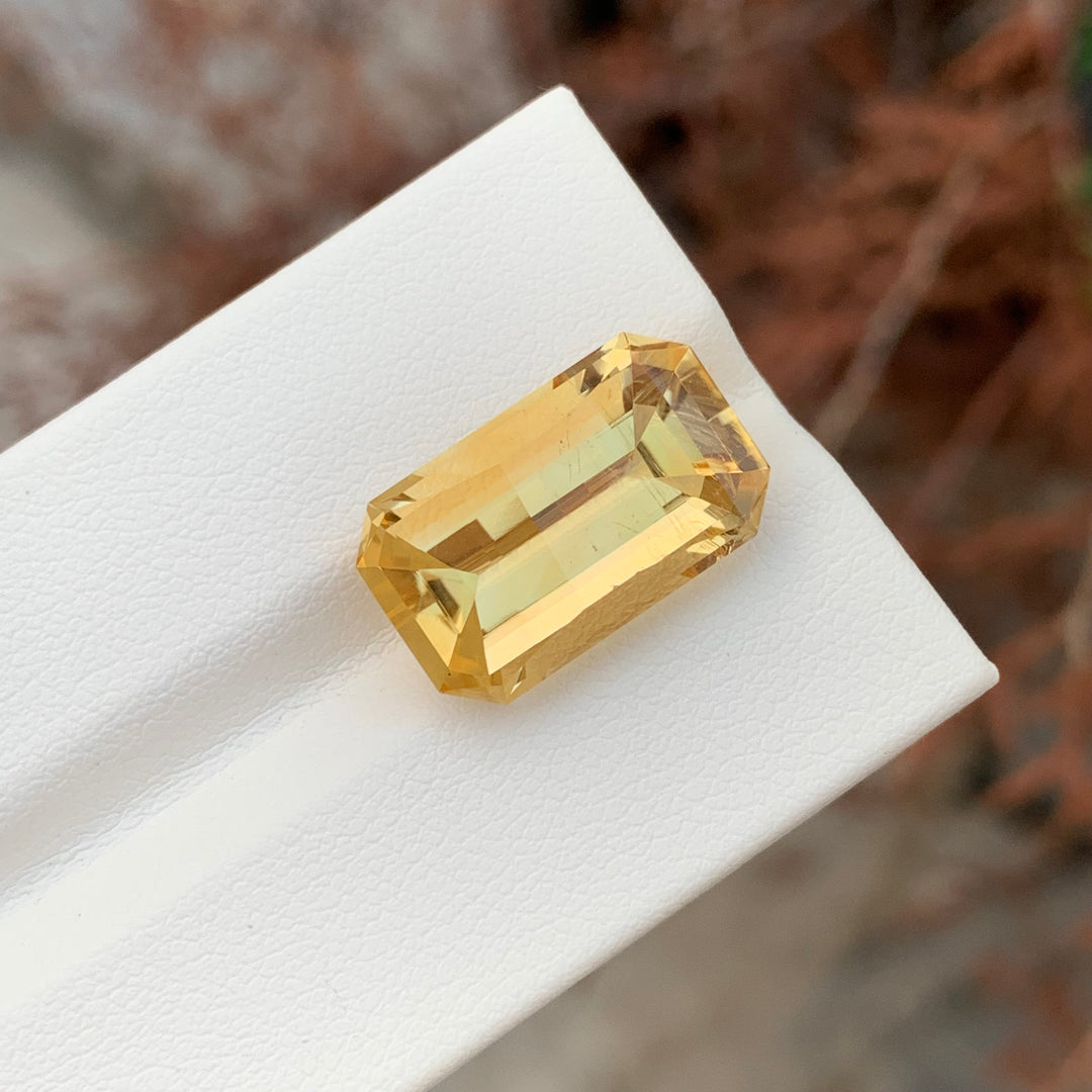 10.15 Carats Faceted Yellow Citrine Emerald Cut