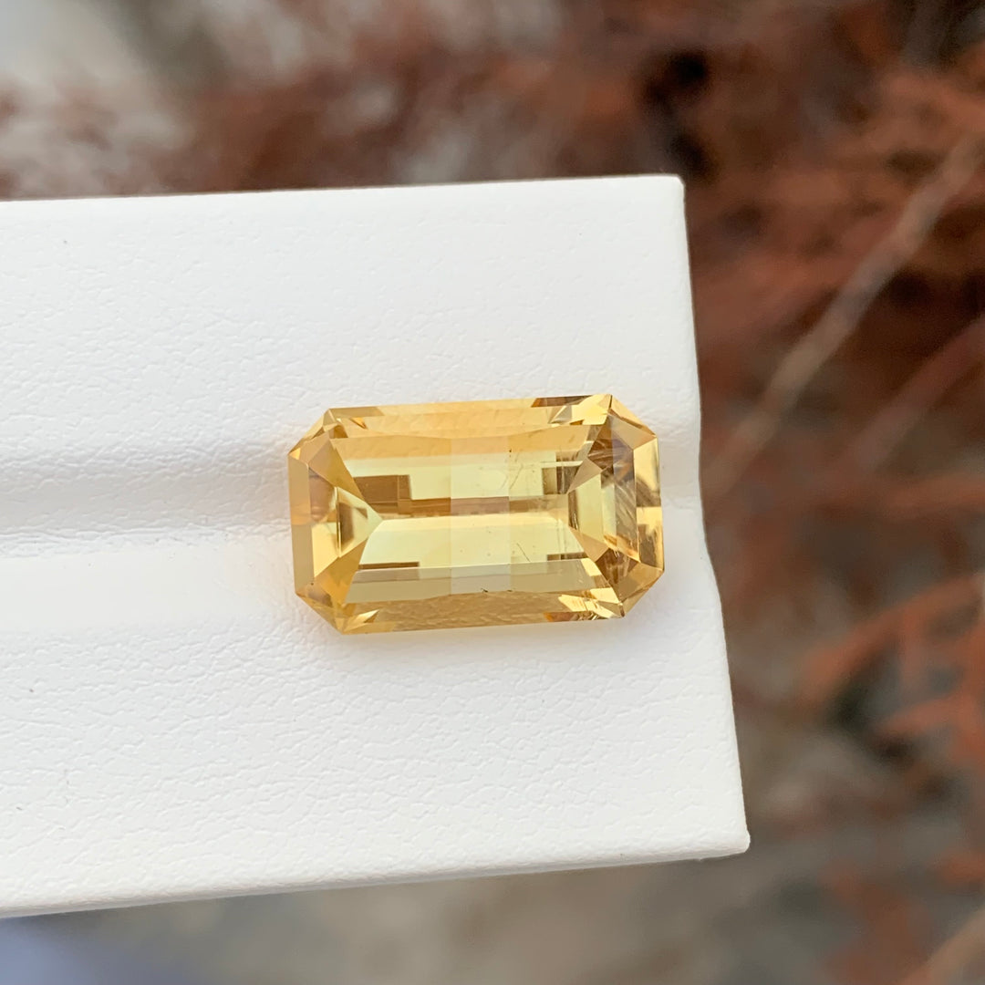 10.15 Carats Faceted Yellow Citrine Emerald Cut