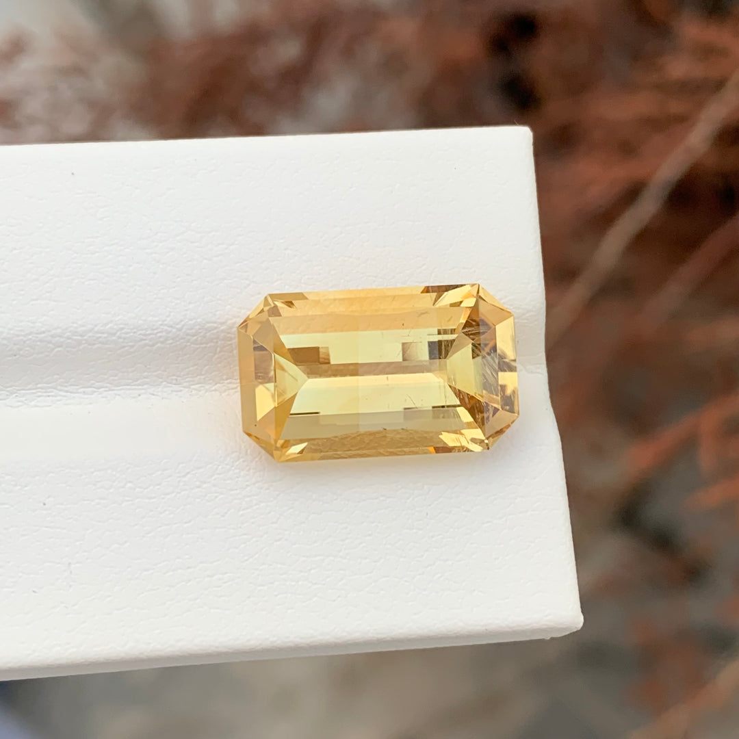 10.15 Carats Faceted Yellow Citrine Emerald Cut