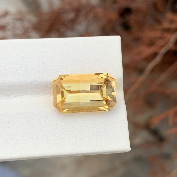 10.15 Carats Faceted Yellow Citrine Emerald Cut