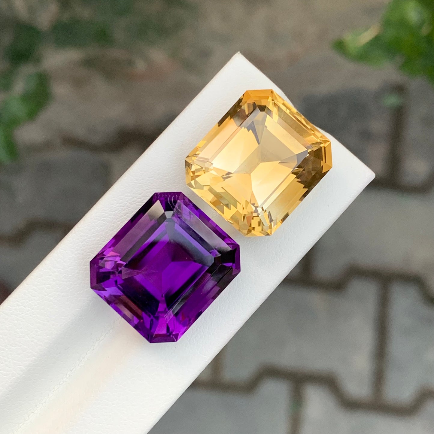 56.20 Carats Amethyst Citrine Reverse Pair Faceted Gemstones