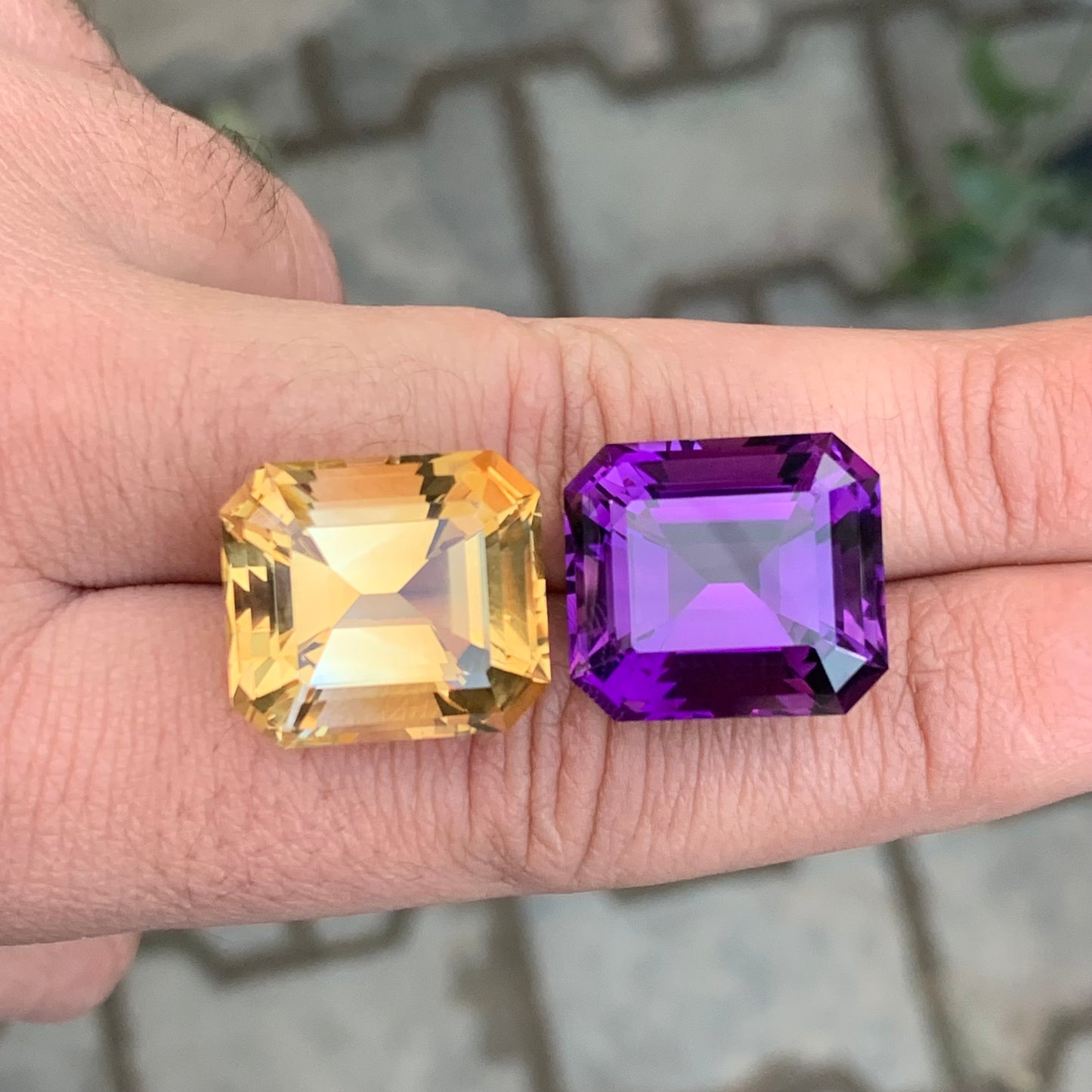 56.20 Carats Amethyst Citrine Reverse Pair Faceted Gemstones