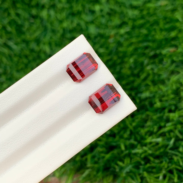 7.50 Carats Loose Pixel Cut Rhodolite Garnet Pair