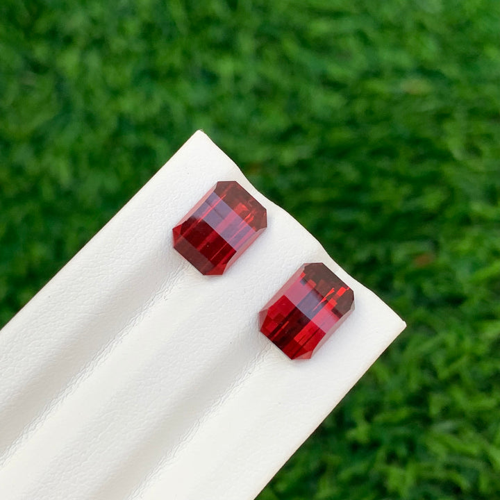 7.50 Carats Loose Pixel Cut Rhodolite Garnet Pair