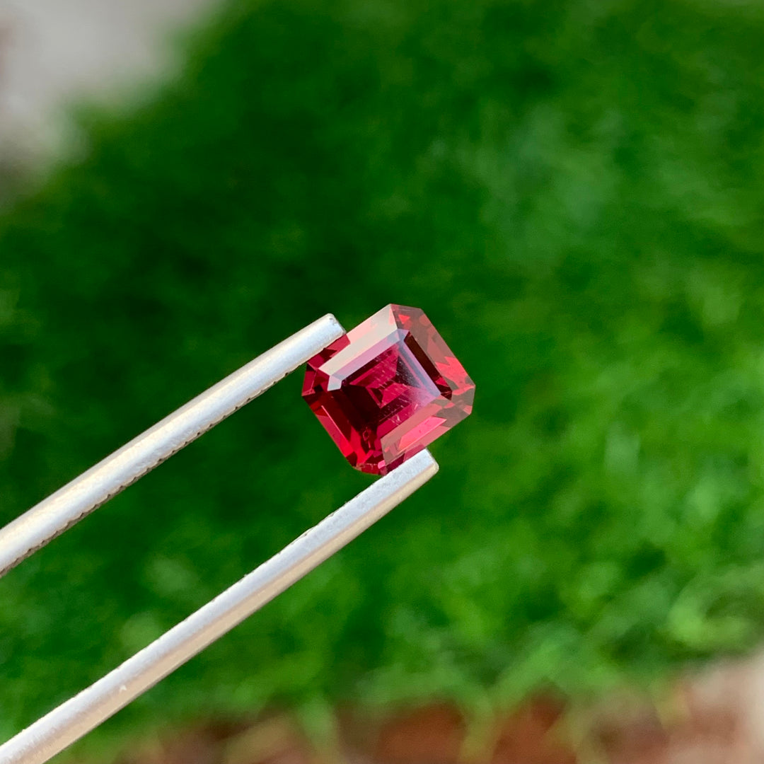 1.85 Carats Faceted Rhodolite Garnet Emerald Shape