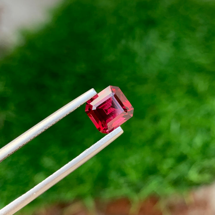 1.85 Carats Faceted Rhodolite Garnet Emerald Shape