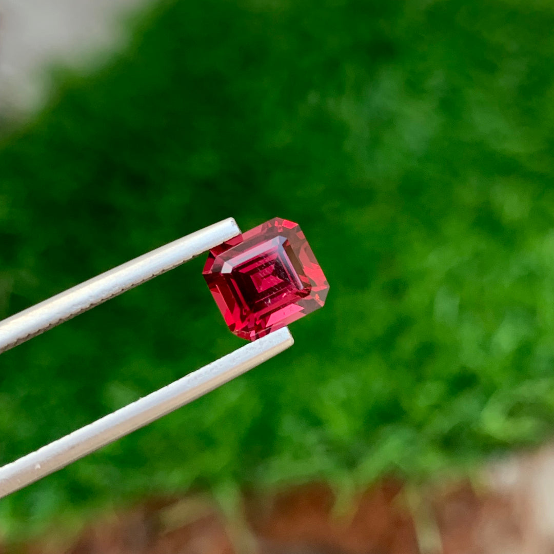 1.85 Carats Faceted Rhodolite Garnet Emerald Shape