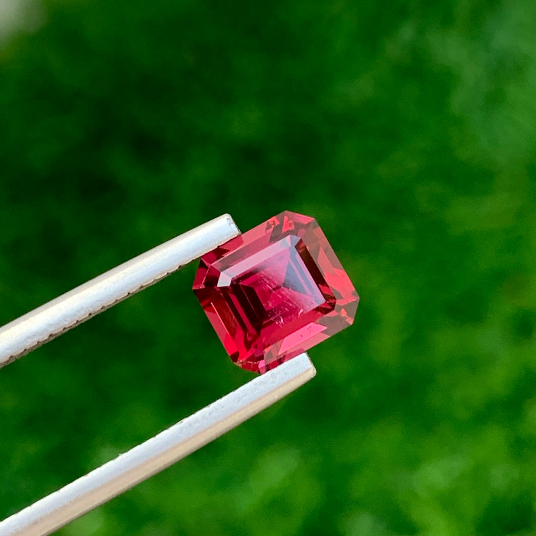 1.85 Carats Faceted Rhodolite Garnet Emerald Shape