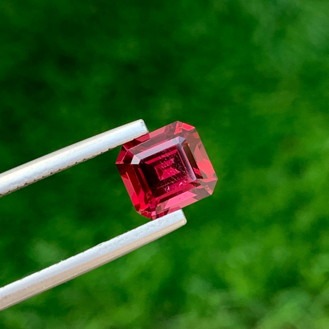 1.85 Carats Faceted Rhodolite Garnet Emerald Shape