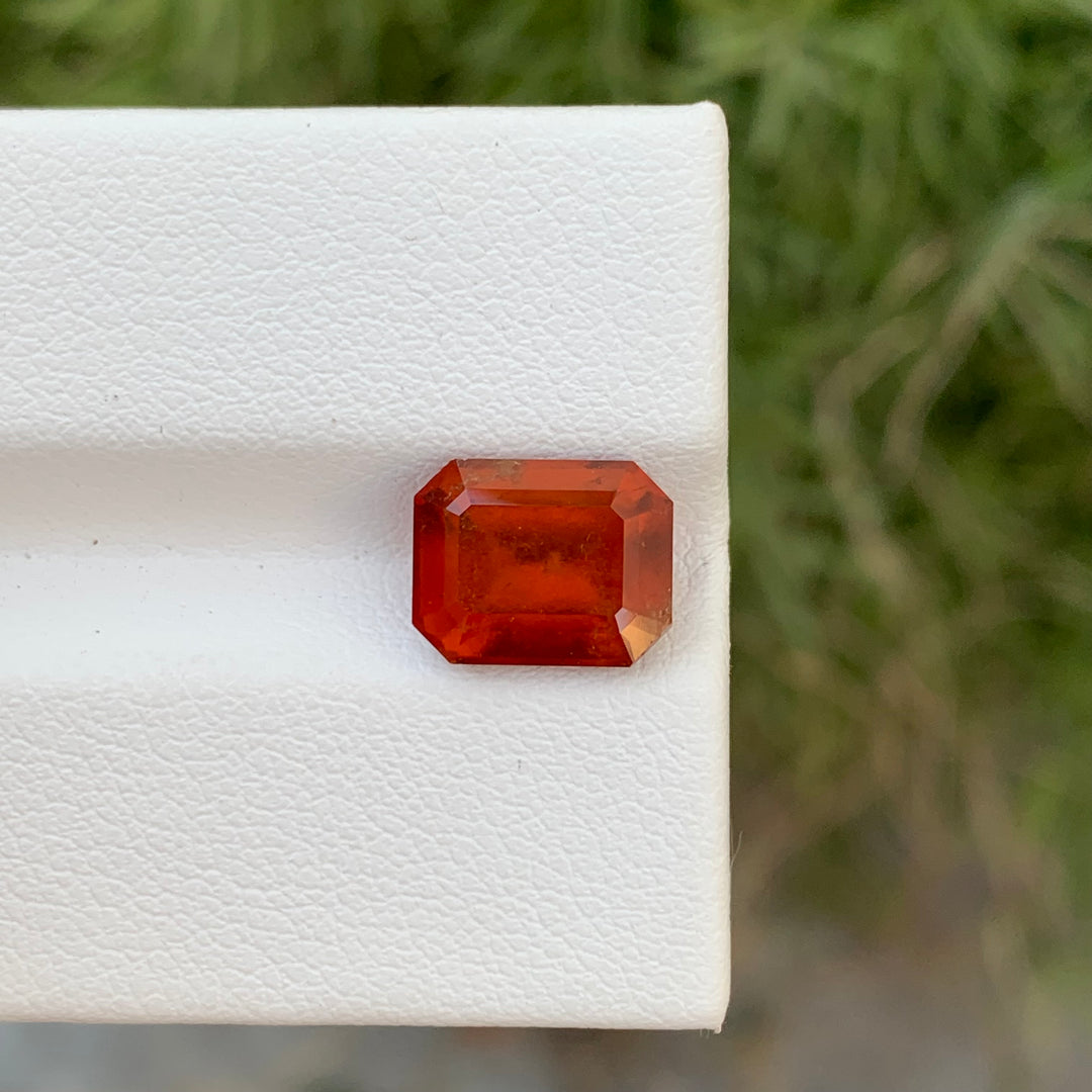 3.75 Carats Faceted Emerald Shape Hessonite For Jewelry, Finger Rings