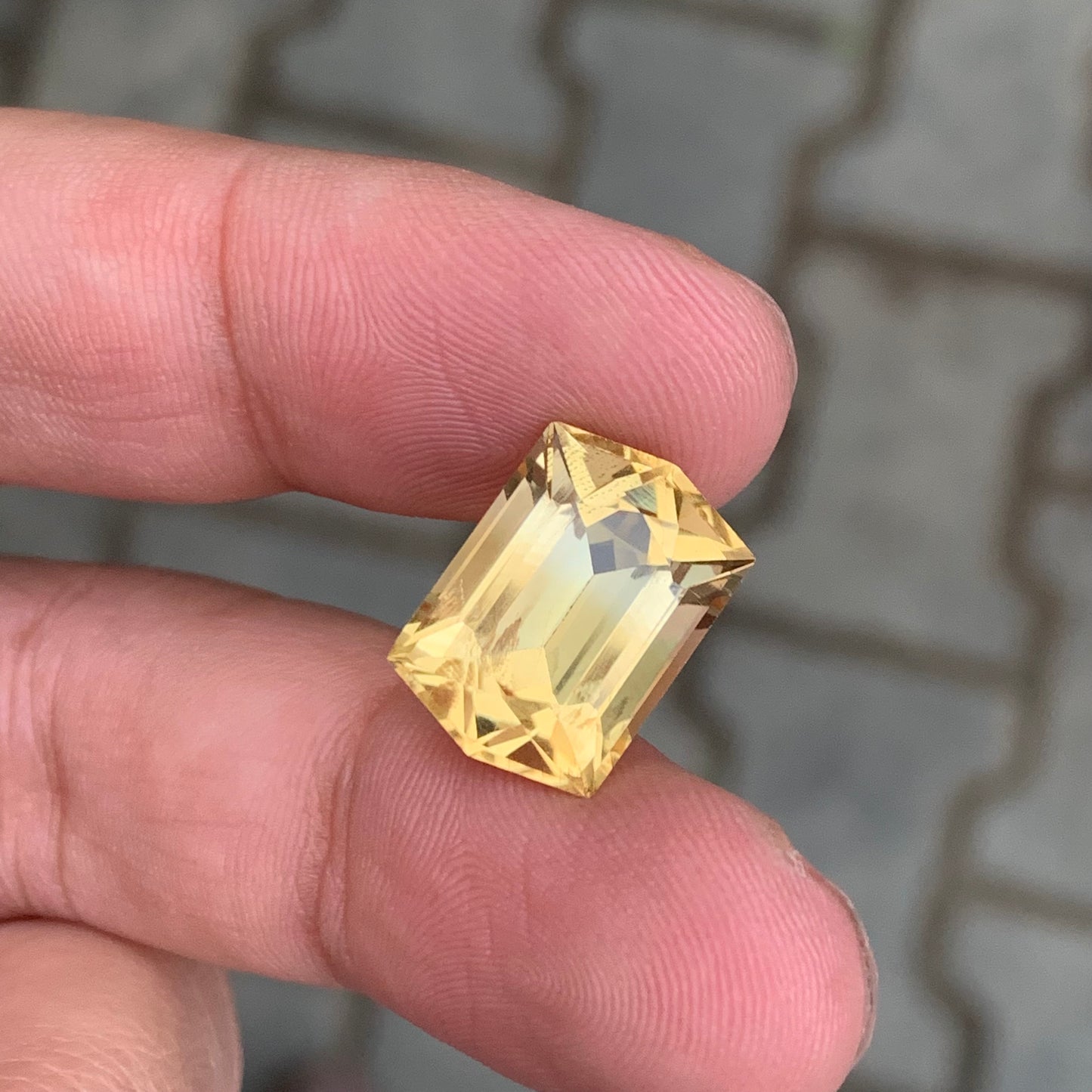 9.55 Carats Yellow Citrine Stone Hexagon Shape Natural Brazilian Gemstone