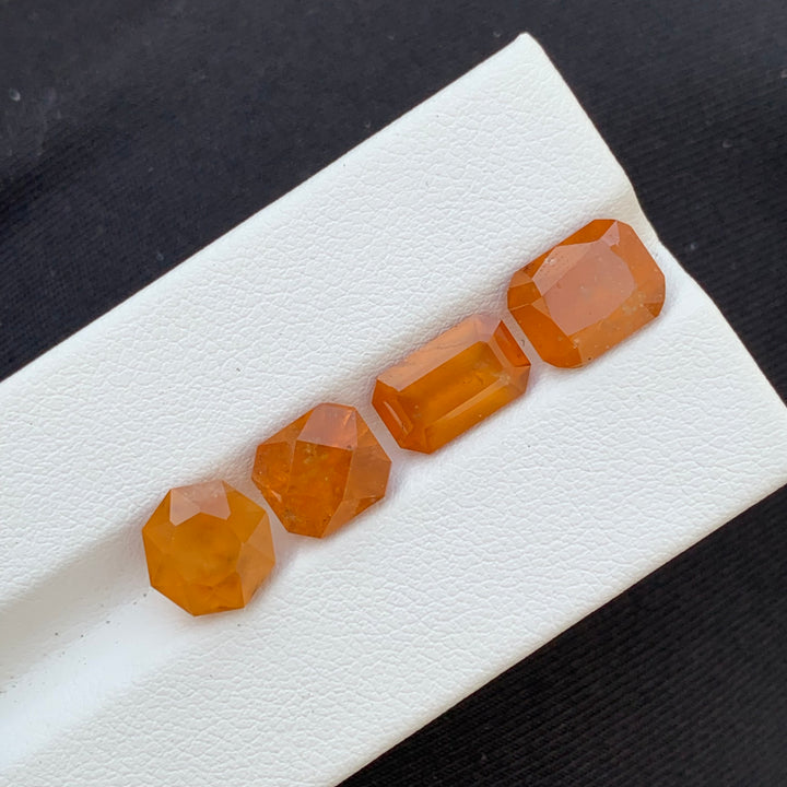12.40 Carats Faceted Hessonite Garnet Lot For Jewelry