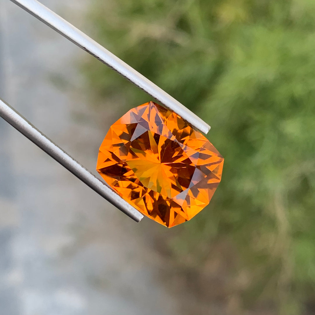 13.50 Carats Faceted Flower Cut Mandarin Citrine, Perfect Gemstone For Necklace