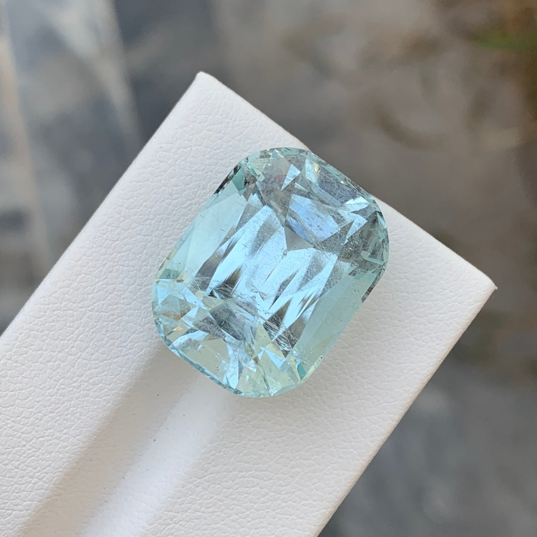 29.75 Carats Faceted Cushion Shape Aquamarine Gemstone