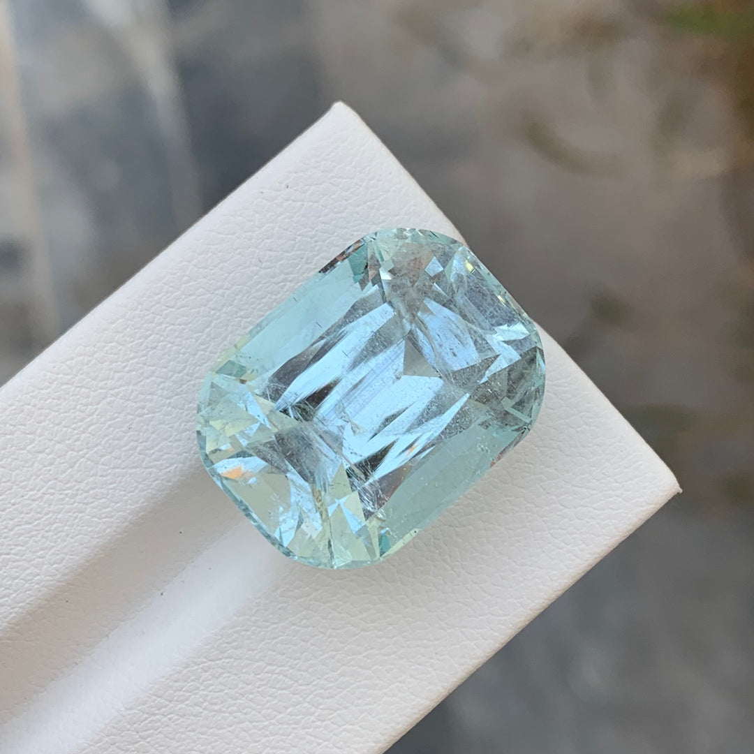 29.75 Carats Faceted Cushion Shape Aquamarine Gemstone