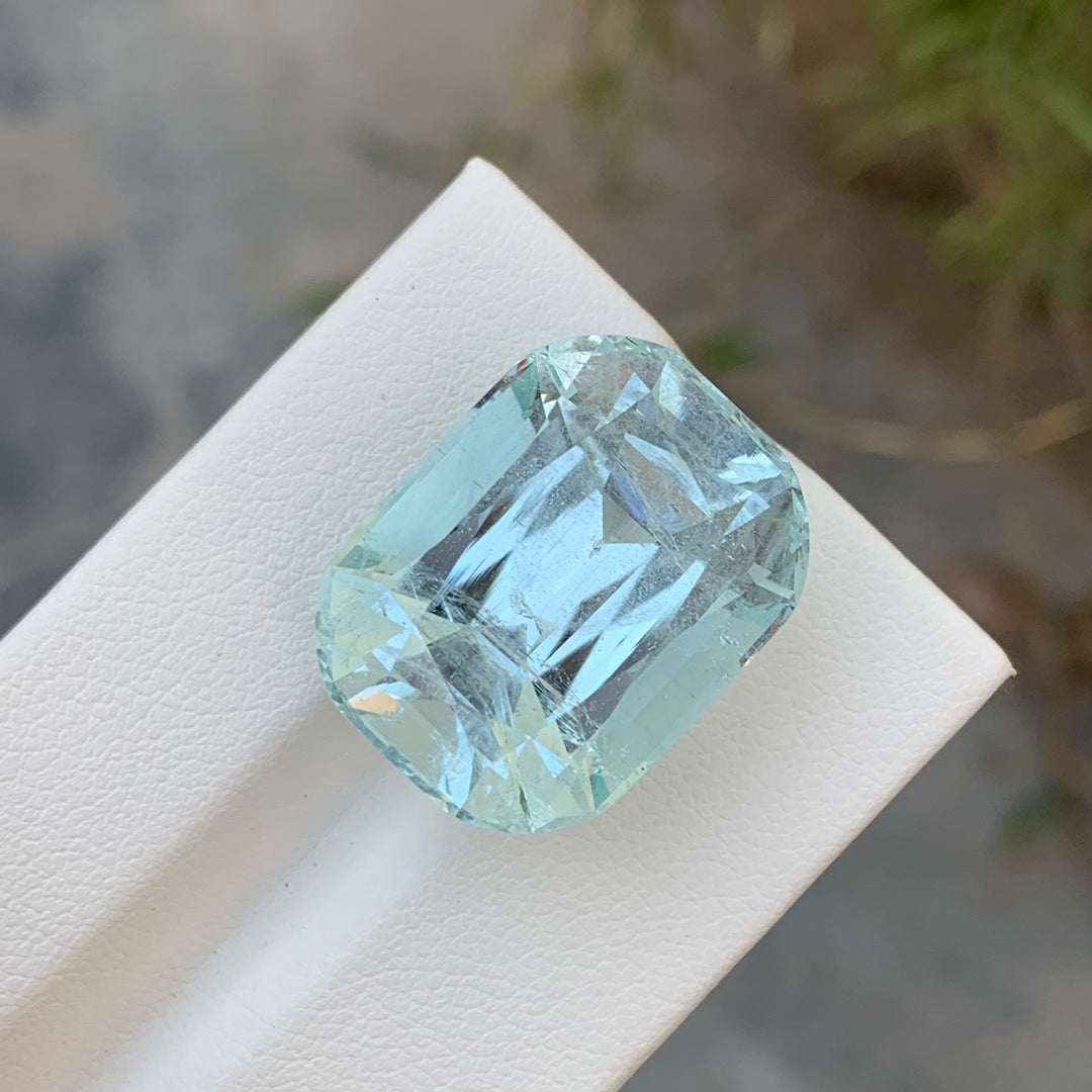 29.75 Carats Faceted Cushion Shape Aquamarine Gemstone