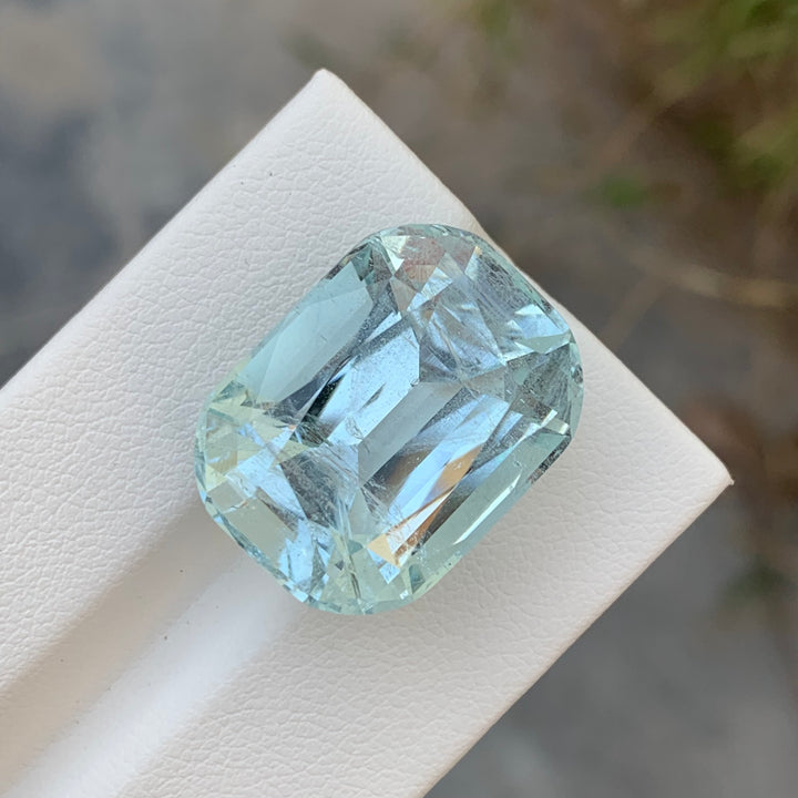 29.75 Carats Faceted Cushion Shape Aquamarine Gemstone