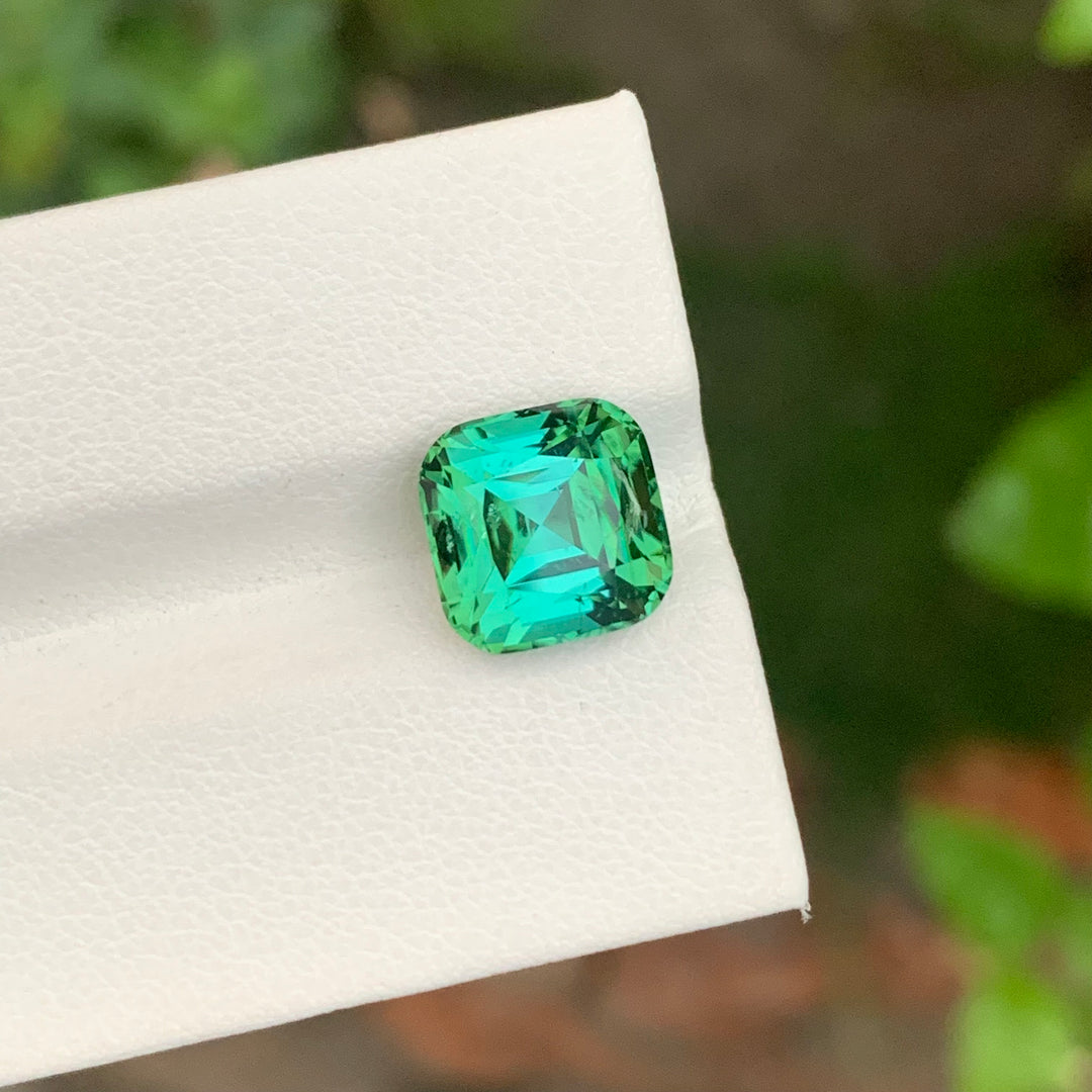 5.00 Carats Faceted Cushion Cut Blue Green Tourmaline