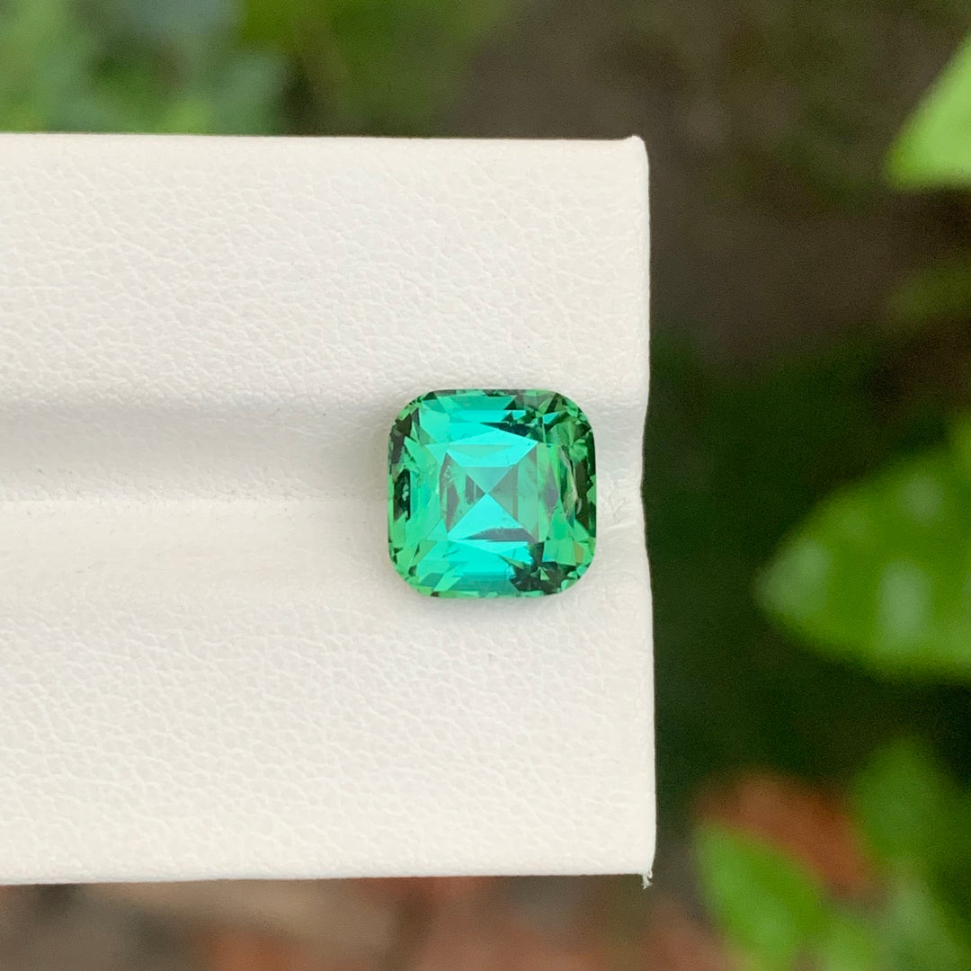 5.00 Carats Faceted Cushion Cut Blue Green Tourmaline