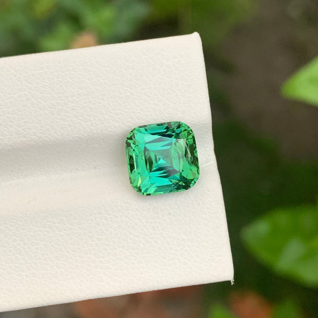 5.00 Carats Faceted Cushion Cut Blue Green Tourmaline