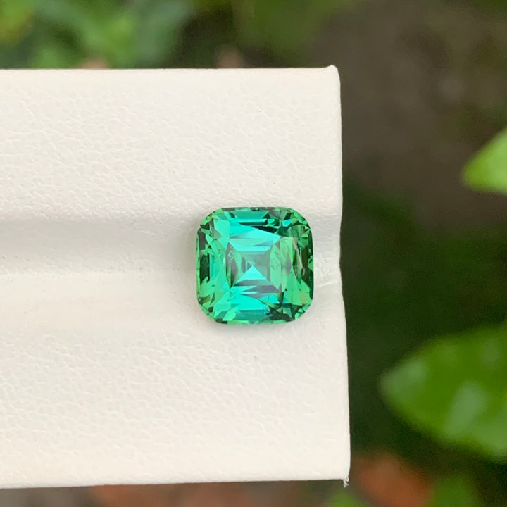 5.00 Carats Faceted Cushion Cut Blue Green Tourmaline