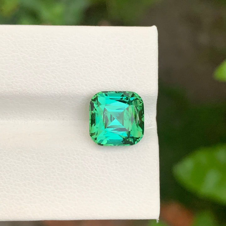 5.00 Carats Faceted Cushion Cut Blue Green Tourmaline