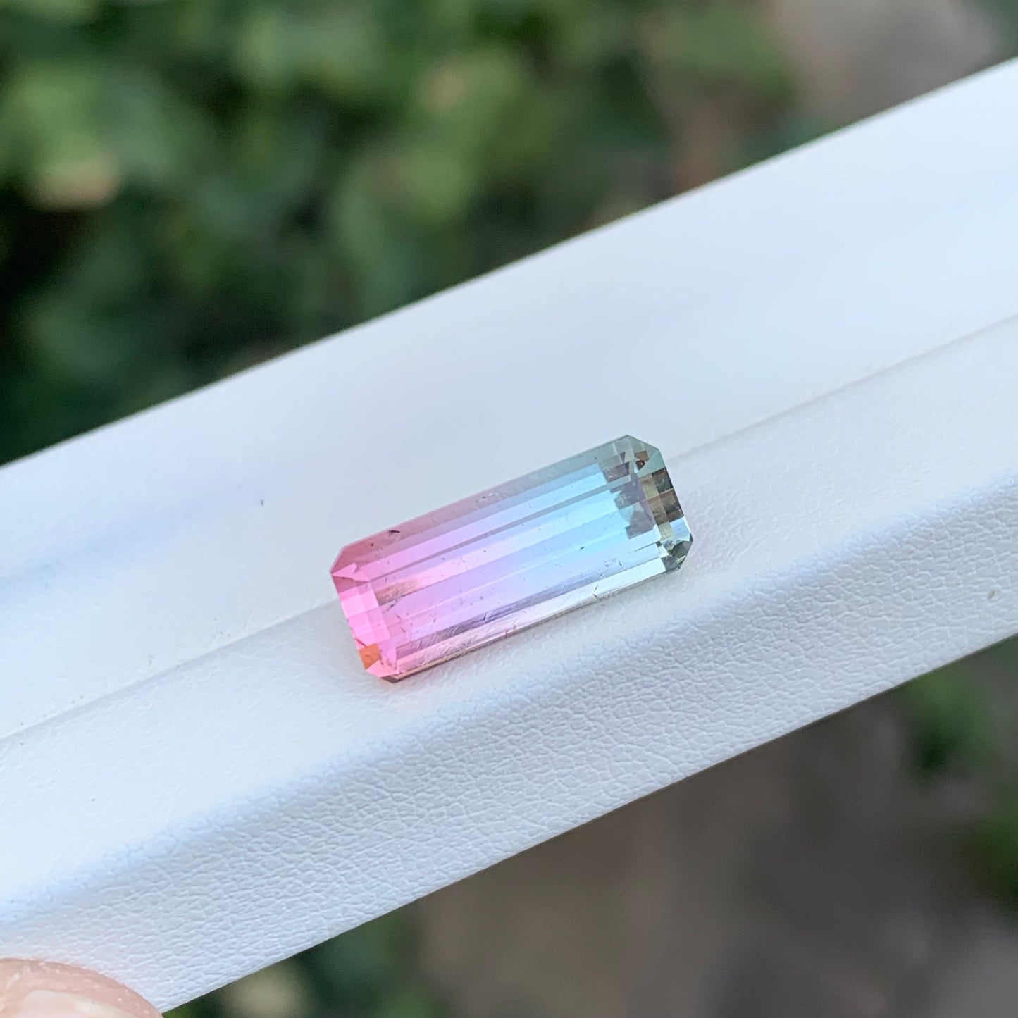 5.45 Carats Natural Bicolor Tourmaline Emerald Cut Afghan Gemstone