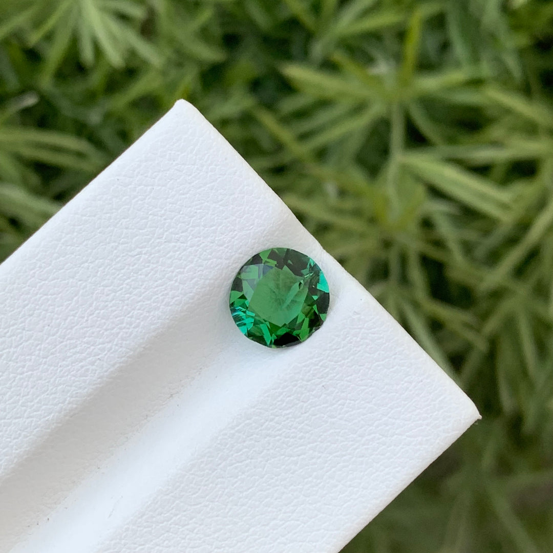 1.40 Carats Faceted Round Shape Green Tourmaline With Lagoon Shade