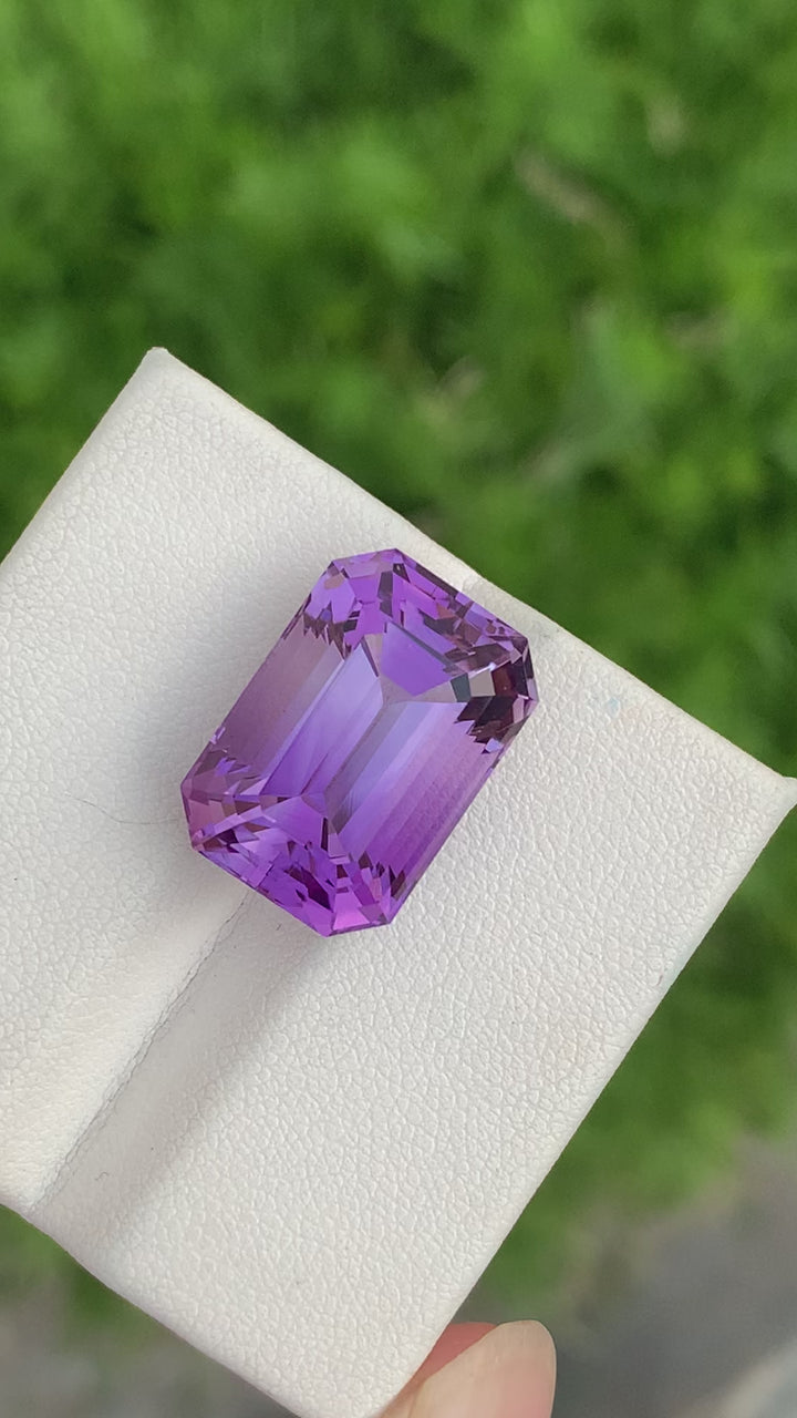 18.45 Carats Glamorous Faceted Emerald Shape Amethyst