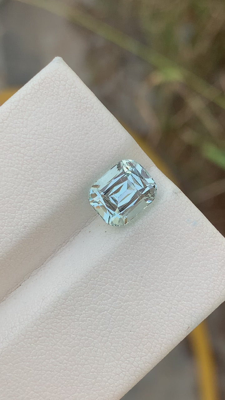 2.90 Carats Tremendous Natural Faceted Cushion Shape Aquamarine