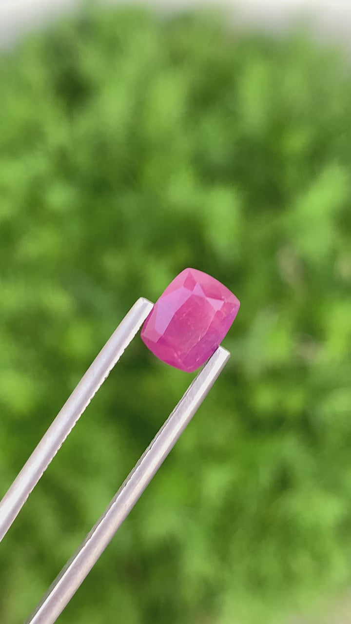 1.90 Carats Lovely Natural Faceted Cushion Shape Pink Ruby