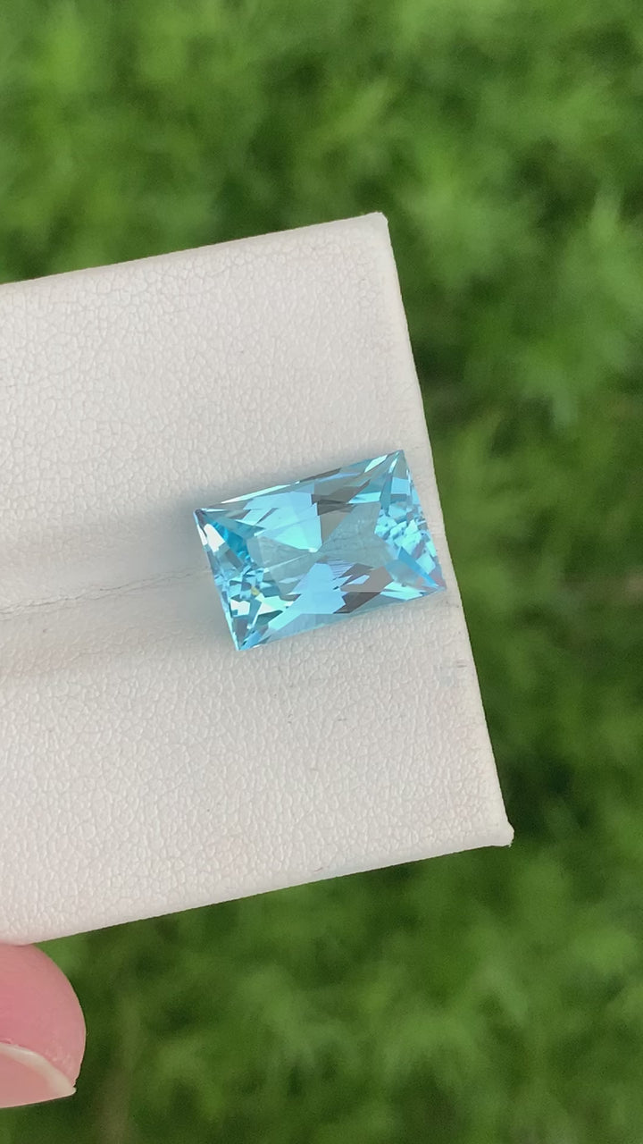 14 mm Long Beautiful Natural Faceted Baguette Shape Picton Blue Topaz