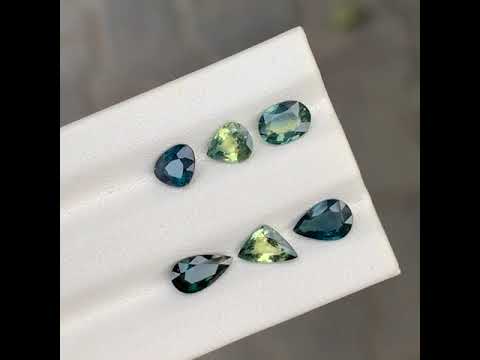 3.25 Carats Teal Sapphire Stones 6 Pieces Gemstones Lot from Madagascar