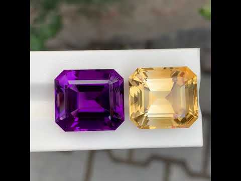 56.20 Carats Amethyst Citrine Reverse Pair Faceted Gemstones