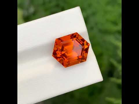 8.35 Carats Fire Madeira Citrine Stone Step Cut Natural Brazilian Gemstone