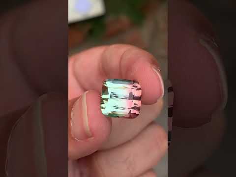 11.05 Carats Bi Color Tourmaline Stone Cushion Cut Afghan Gemstone